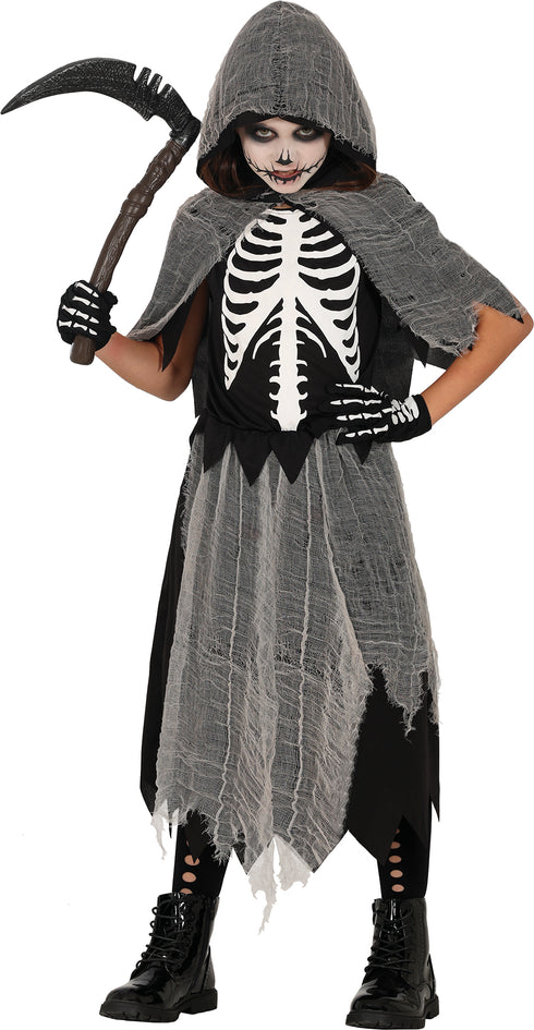 skeleton reaper children costume halloween outfit