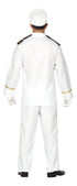Men's white cruise ship captain uniform costume with jacket, trousers and hat