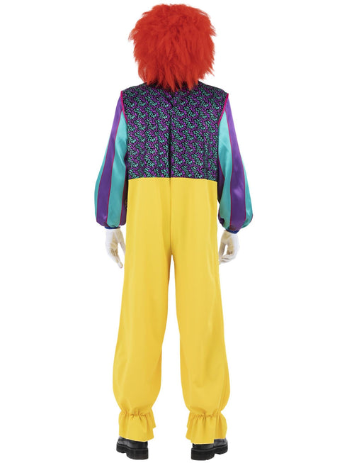 Men's official IT 1990 Pennywise yellow clown jumpsuit with ruffle collar