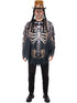 Adult Voodoo witch doctor poncho with skeleton and tribal bone print