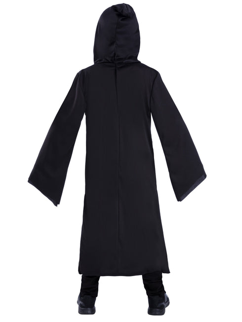 Kids unisex screaming reaper robe costume with skull and skeleton print