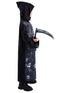 Kids unisex screaming reaper robe costume with skull and skeleton print