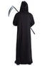 Adult screaming reaper robe costume with skull and skeleton ribcage print