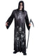 Adult screaming reaper robe costume with skull and skeleton ribcage print