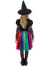 Girls rainbow witch costume with tulle dress and matching witch hat
