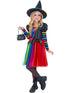 Girls rainbow witch costume with tulle dress and matching witch hat