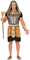 Adult black and gold Egyptian pharaoh costume with headdress coif and belt