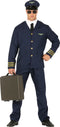Adult airline pilot costume with jacket, shirt, tie, trousers and cap