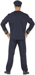 Adult airline pilot costume with jacket, shirt, tie, trousers and cap