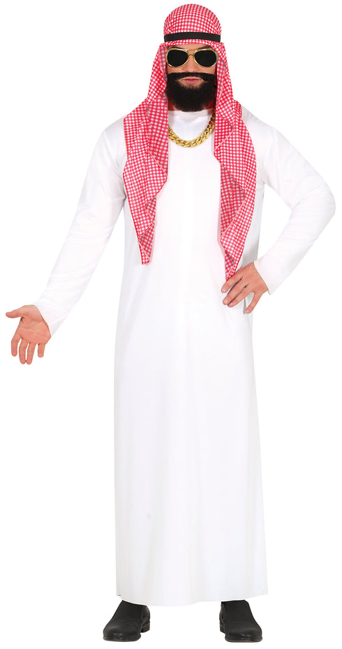 Men's millionaire sheikh costume with tunic, headscarf and headband