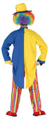 Adult classic clown costume with jacket, trousers, hat and bow tie