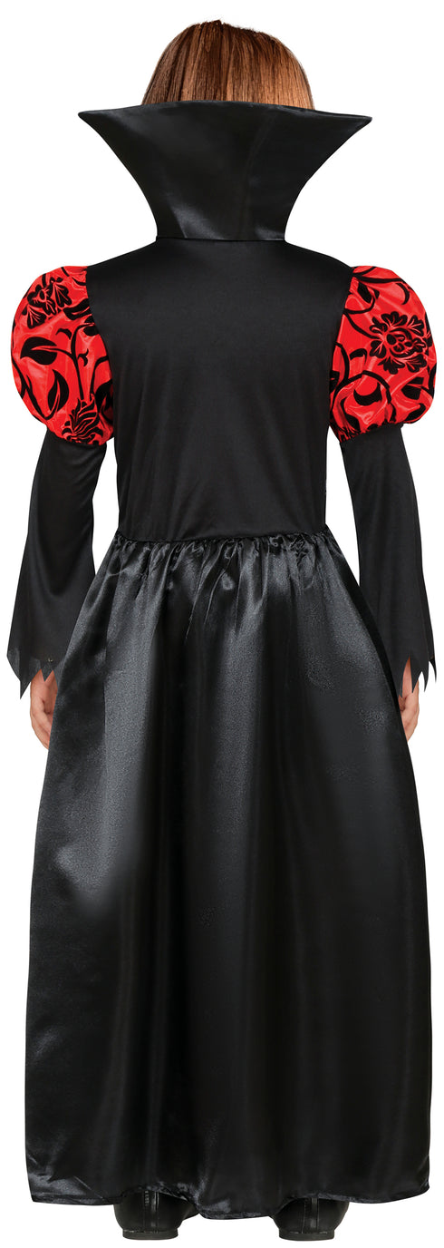 Girls vampiress costume dress with high collar for Halloween