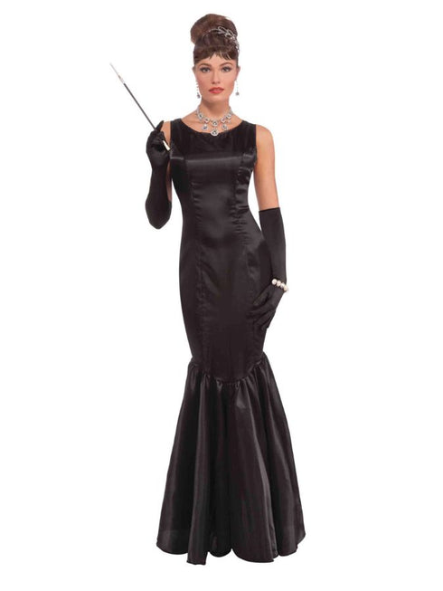 Long Black High Society Dress Adult Costume