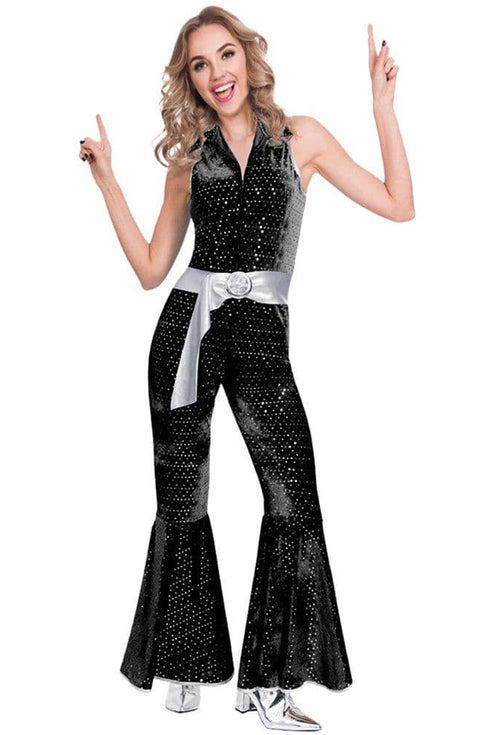 70's Disco Jumpsuit Ladies Costume (Black)