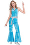 70's Disco Jumpsuit Ladies Costume (Blue)