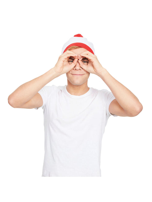 Bobble Hat White with Red Pom Pom