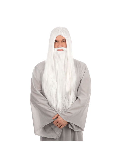 Wizard Wig + Beard Long White (B25)