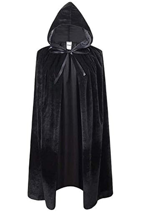 Long Crushed Velvet Cape Adults Costume - Black