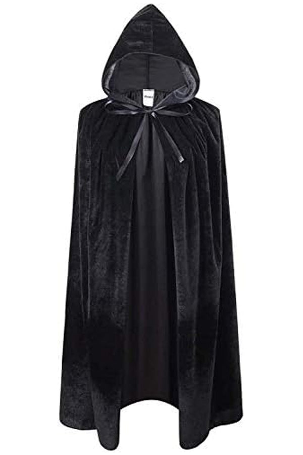 Long Crushed Velvet Cape Adults Costume - Black