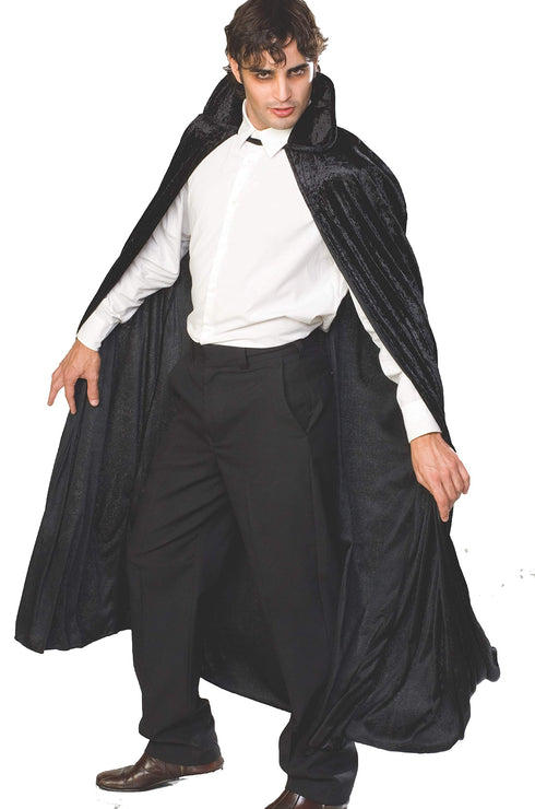 Long Crushed Velvet Cape Adults Costume - Black