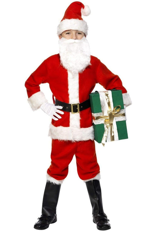 Boys Deluxe Santa Costume & Beard