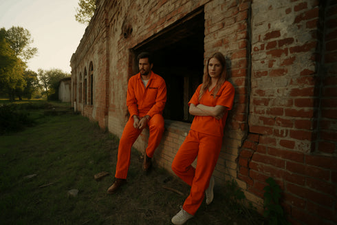 Orange Prisoner Overalls Adult Fancy Dress Costume