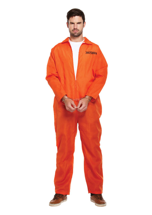 Orange Prisoner Overalls Adult Fancy Dress Costume
