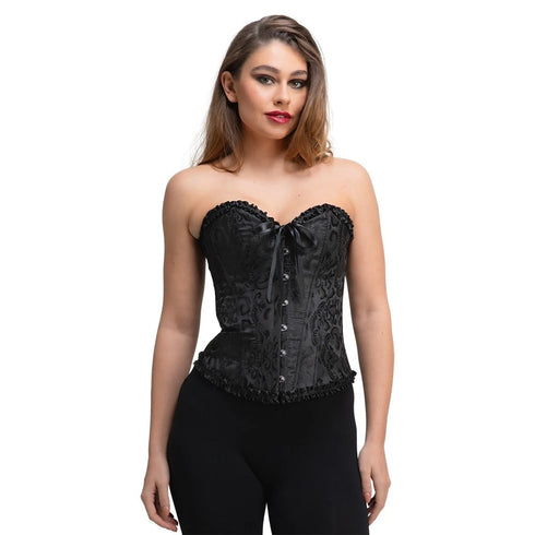 Deluxe Satin/Lace Corset - Black