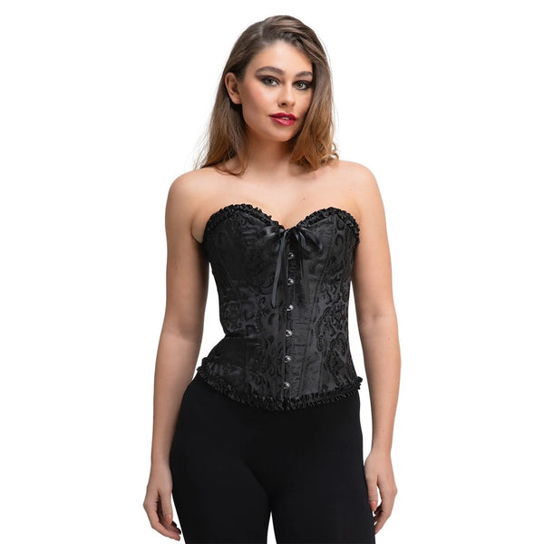 Deluxe Satin/Lace Corset - Black