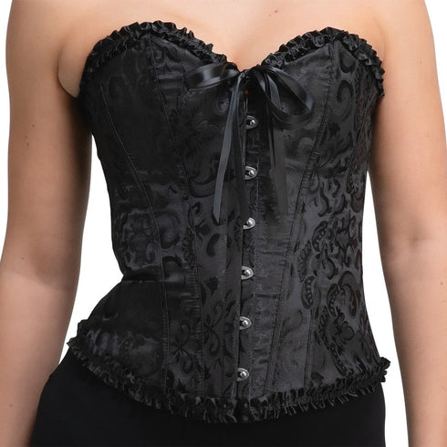 Deluxe Satin/Lace Corset - Black