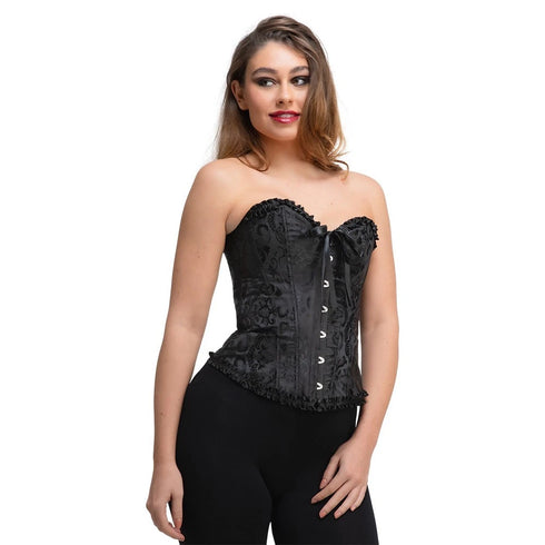 Deluxe Satin/Lace Corset - Black