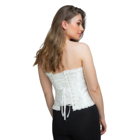 Deluxe Satin/Lace Corset - White