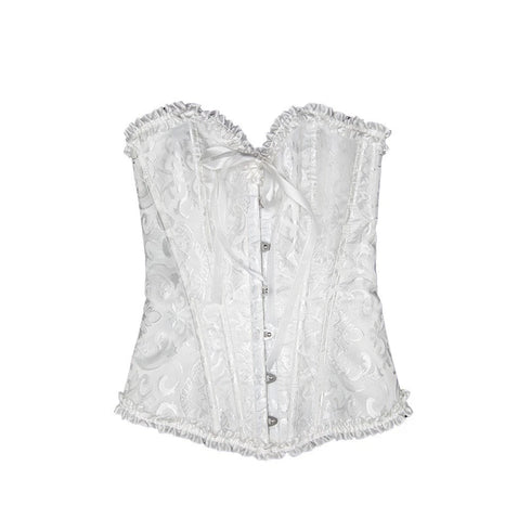 Deluxe Satin/Lace Corset - White