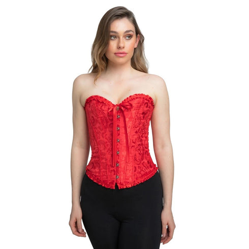 Deluxe Satin/Lace Corset - Red