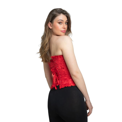 Deluxe Satin/Lace Corset - Red
