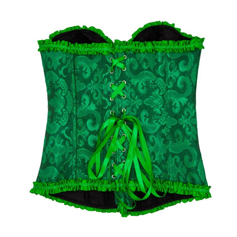 Deluxe Satin/Lace Corset - Green