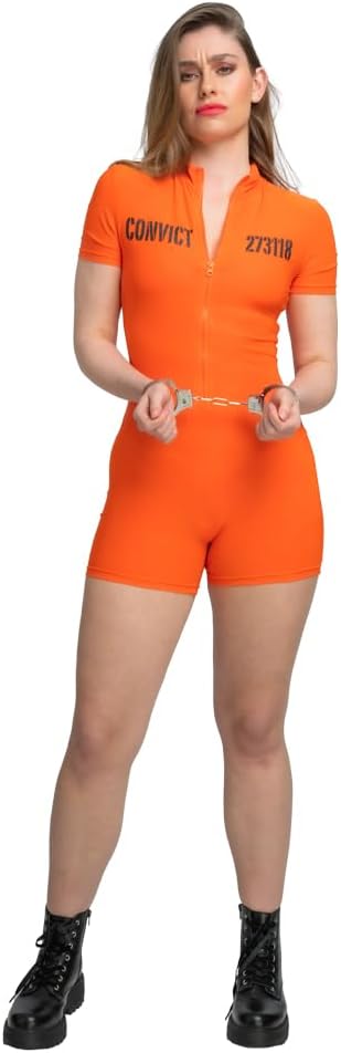 Sexy Convict Orange Romper Costume