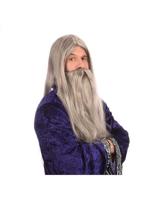 Wizard Wig + Beard Long Grey