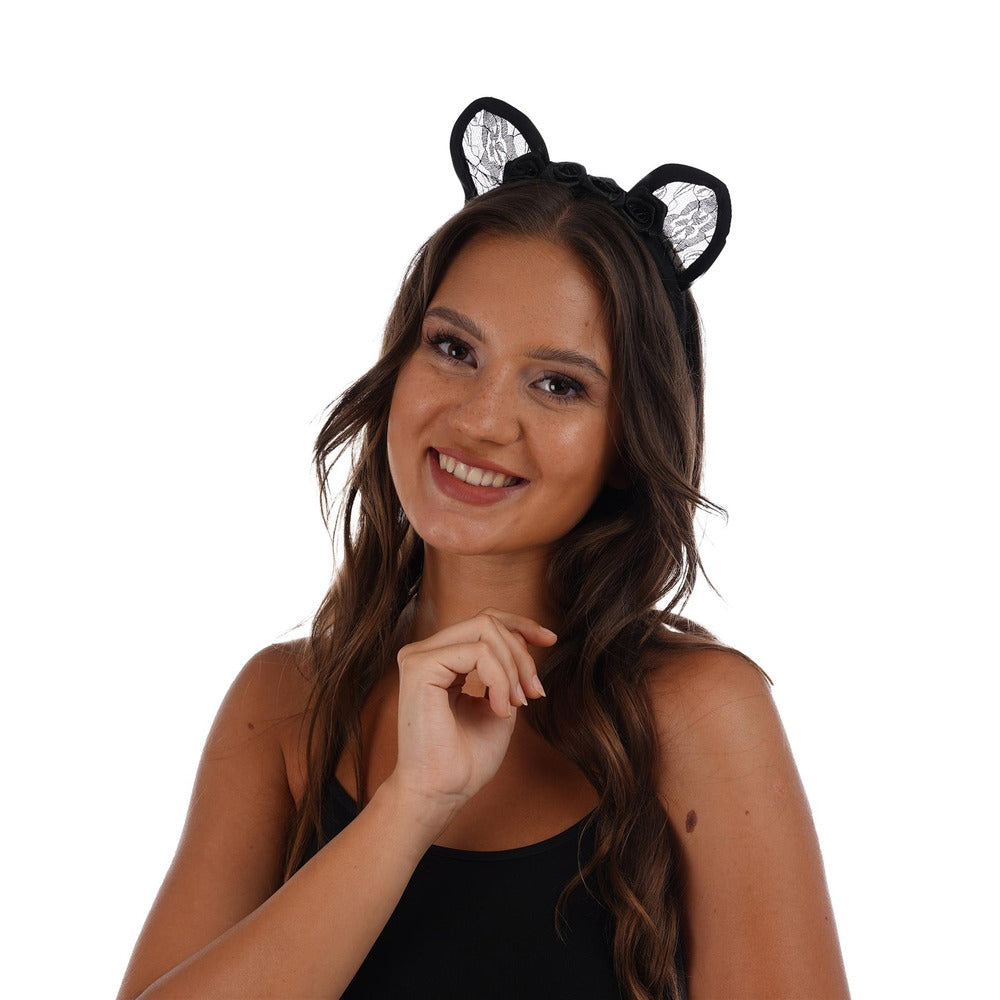 Lace Cat Ears Headband Costume N Party