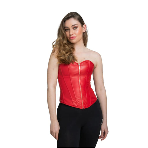 Faux Leather Corset Ladies - Red