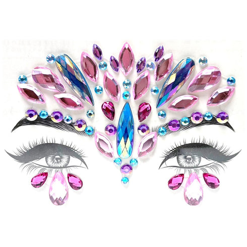 Teardrop Face Gems - Pink & Blue