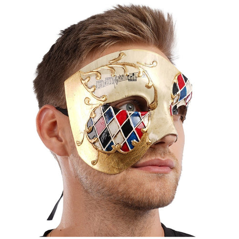 Venetian Half Face Mask, Beige
