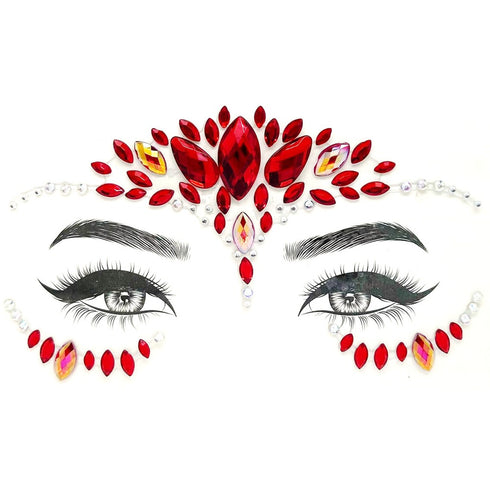 Bird Design Face Gems - Red