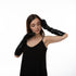 Leather Look Black Long Gloves