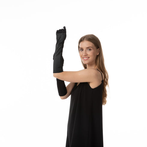 Satin Long Gloves, Black