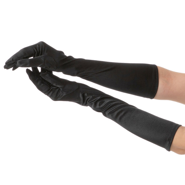 Satin Long Gloves, Black