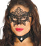 Embroidered Black Mask With Feather