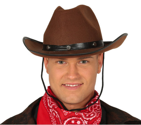 Indiana Sheriff Or CowBoy Brown Felt Hat with Black Strap Western America