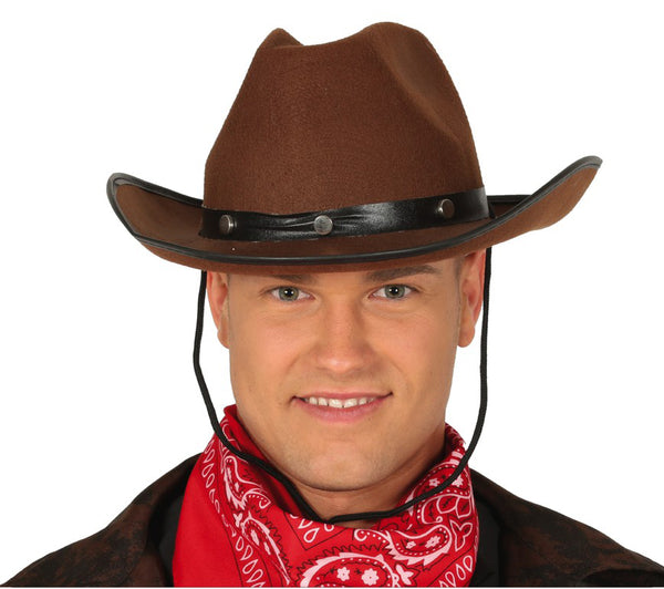 Indiana Sheriff Or CowBoy Brown Felt Hat with Black Strap Western America