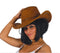 Indiana Sheriff Or CowGirl Brown Synthetic Leather Hat with Black Leather Design